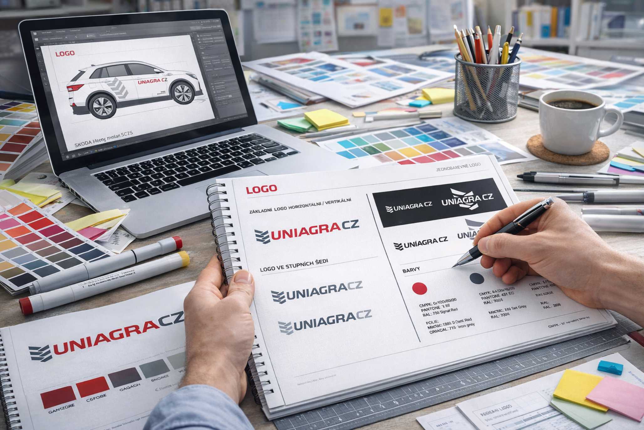 Návrhy firemního loga a manuálů